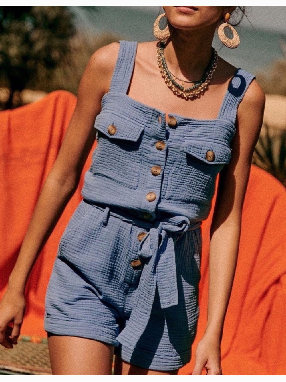 Sézane Federica Light Blue Short Romper size 34/2